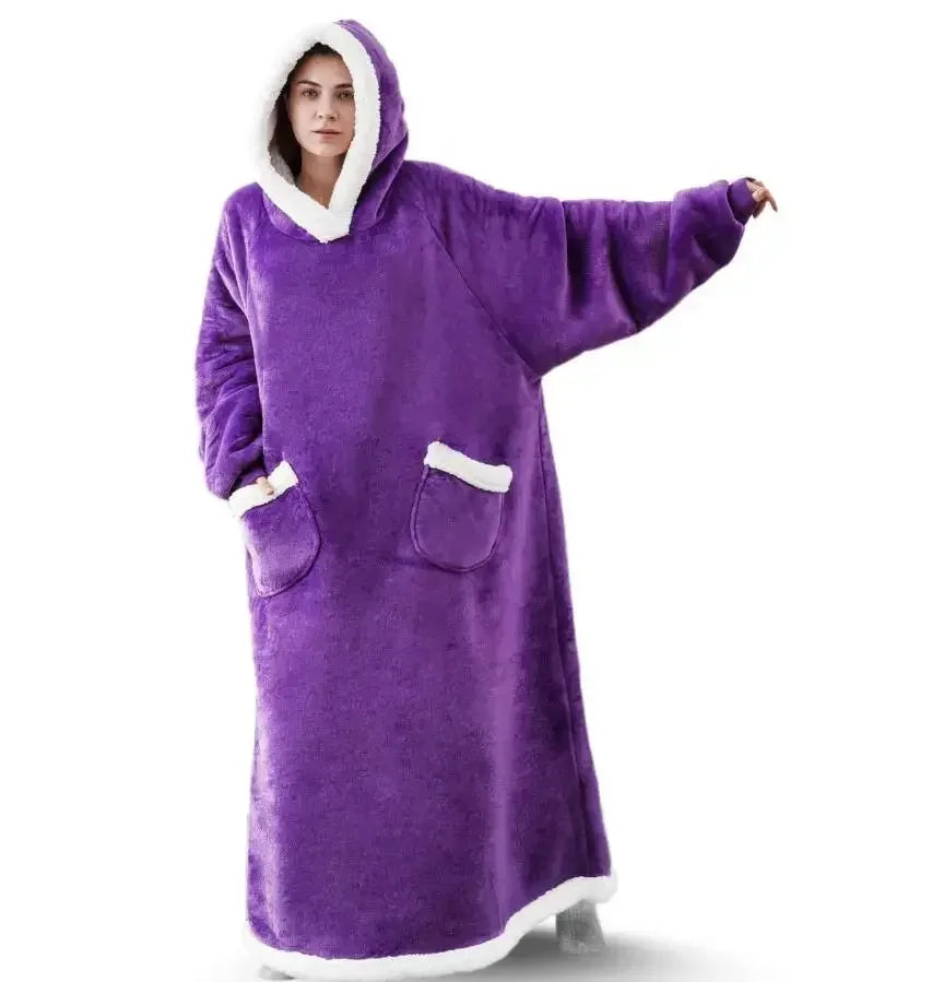 Winterwolke – Extralange Flanell-Hoodie-Decke