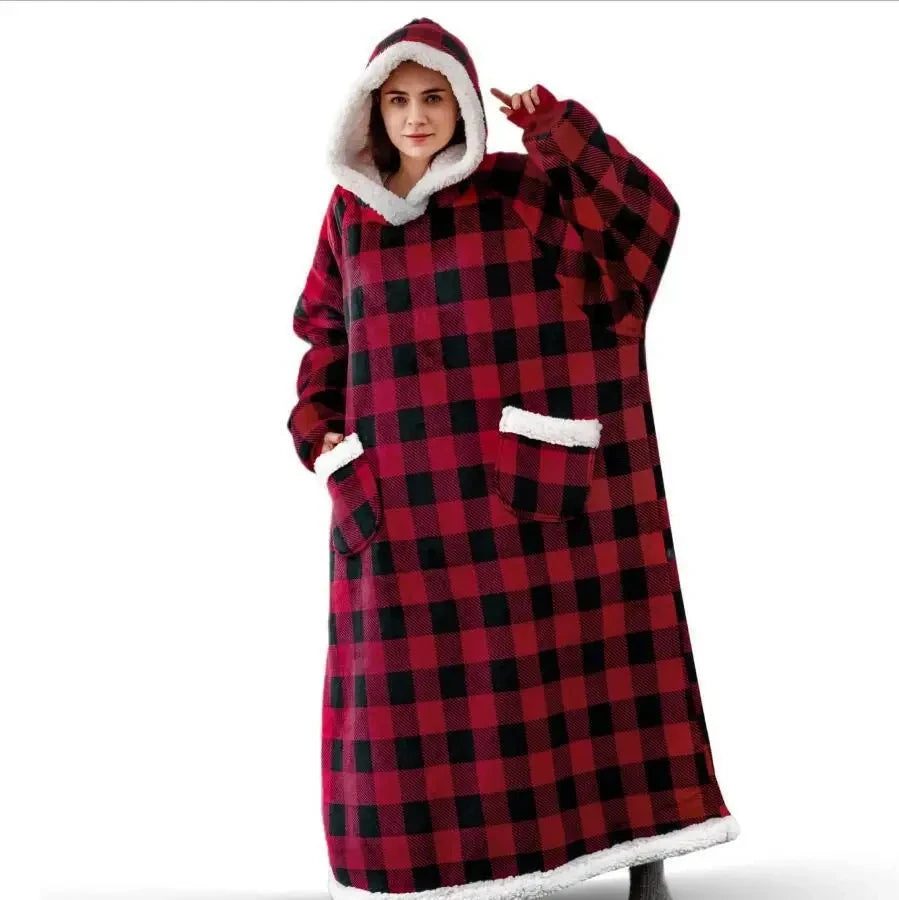 Winterwolke – Extralange Flanell-Hoodie-Decke