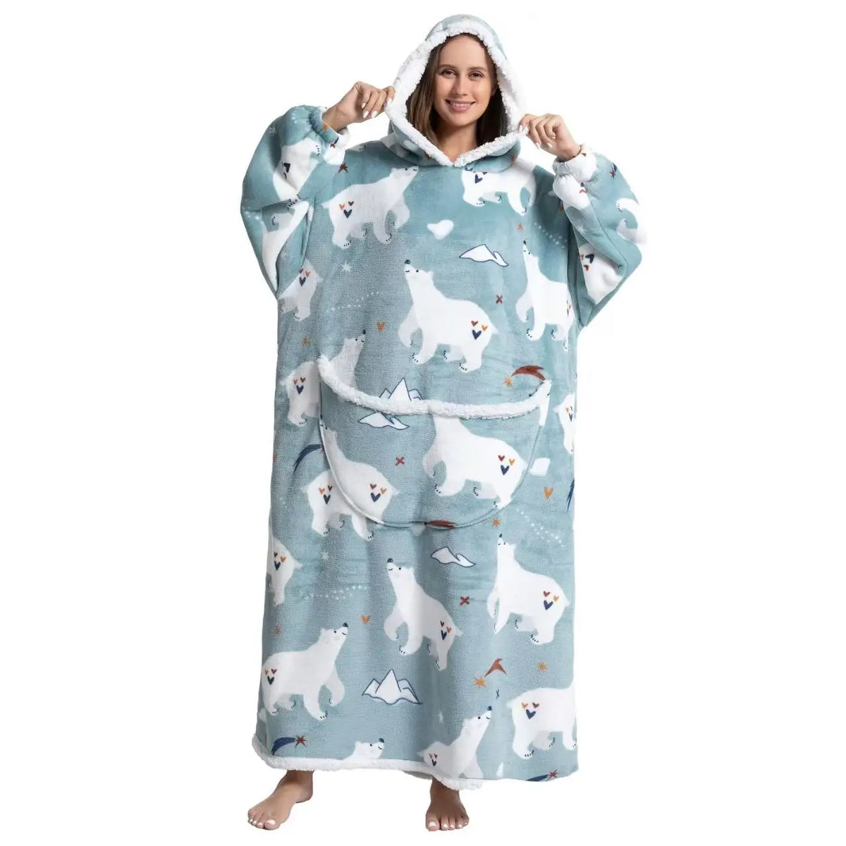 Wolkenweich – Sherpa-Hoodie-Decke mit Ärmeln