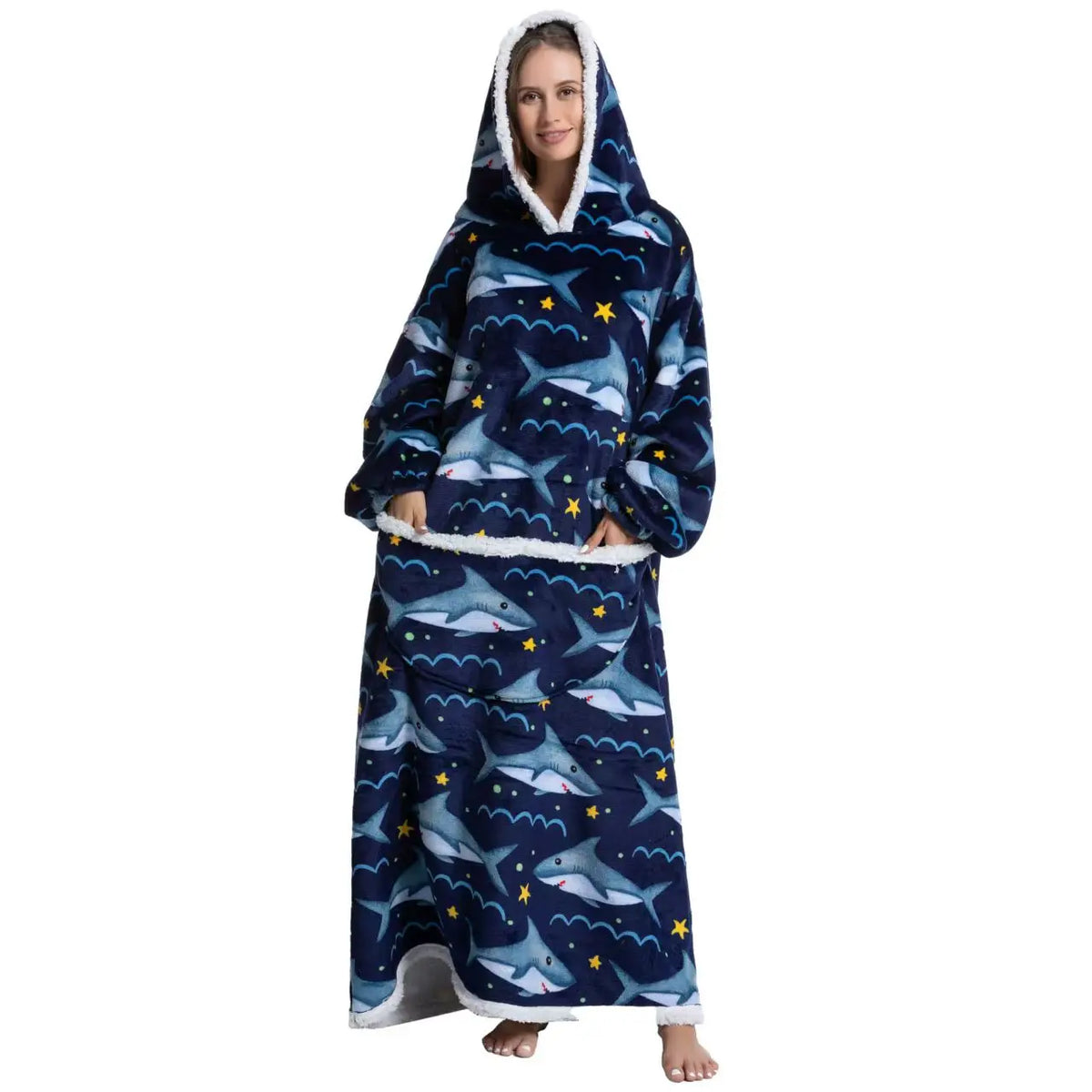 Wolkenweich – Sherpa-Hoodie-Decke mit Ärmeln