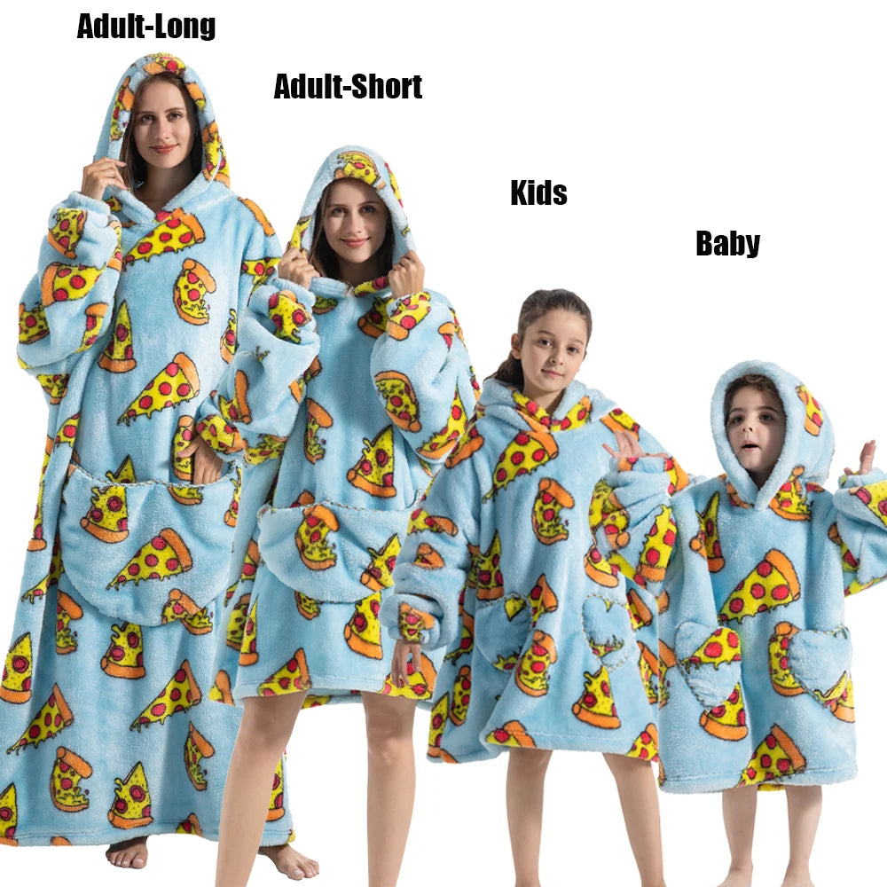 Familien-Flausch – XXL-Hoodie-Decke mit Ärmeln