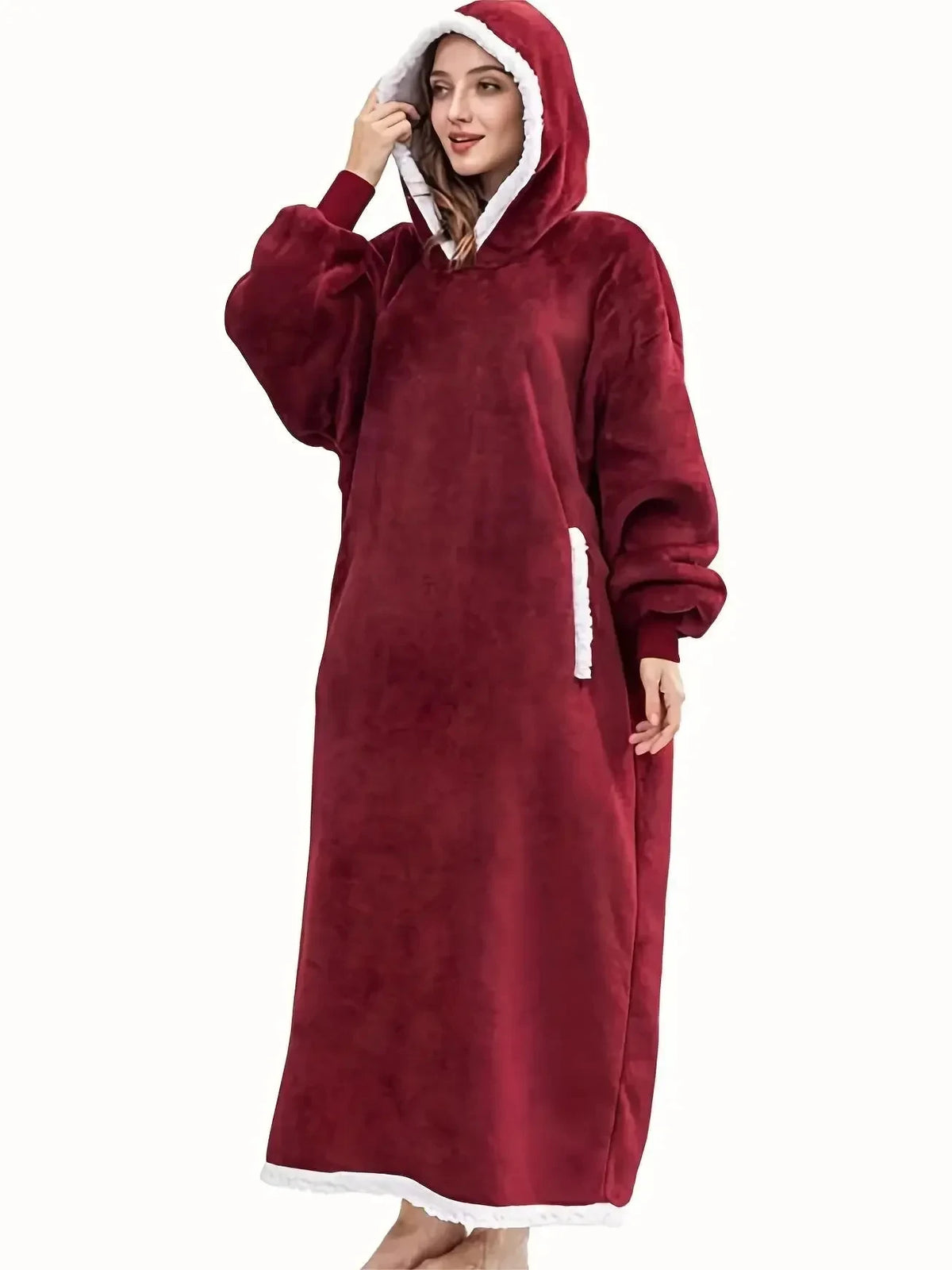 Winterwolke – Extralange Flanell-Hoodie-Decke
