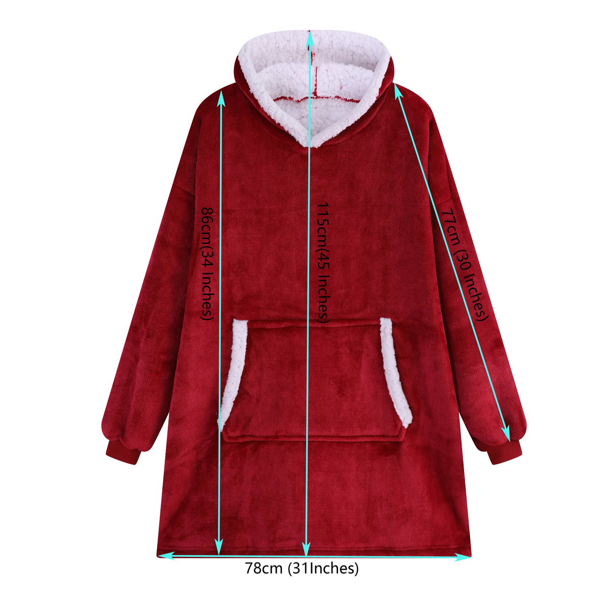 Sherpa-Schätzchen – Flauschige Hoodie-Decke mit Ärmeln