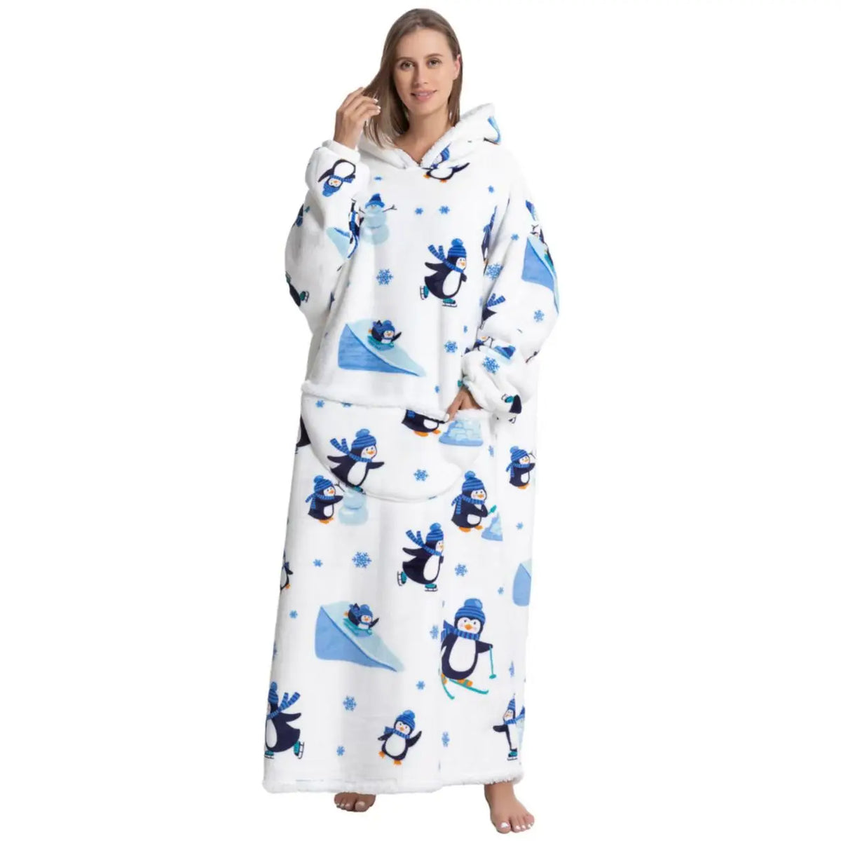 Wolkenweich – Sherpa-Hoodie-Decke mit Ärmeln