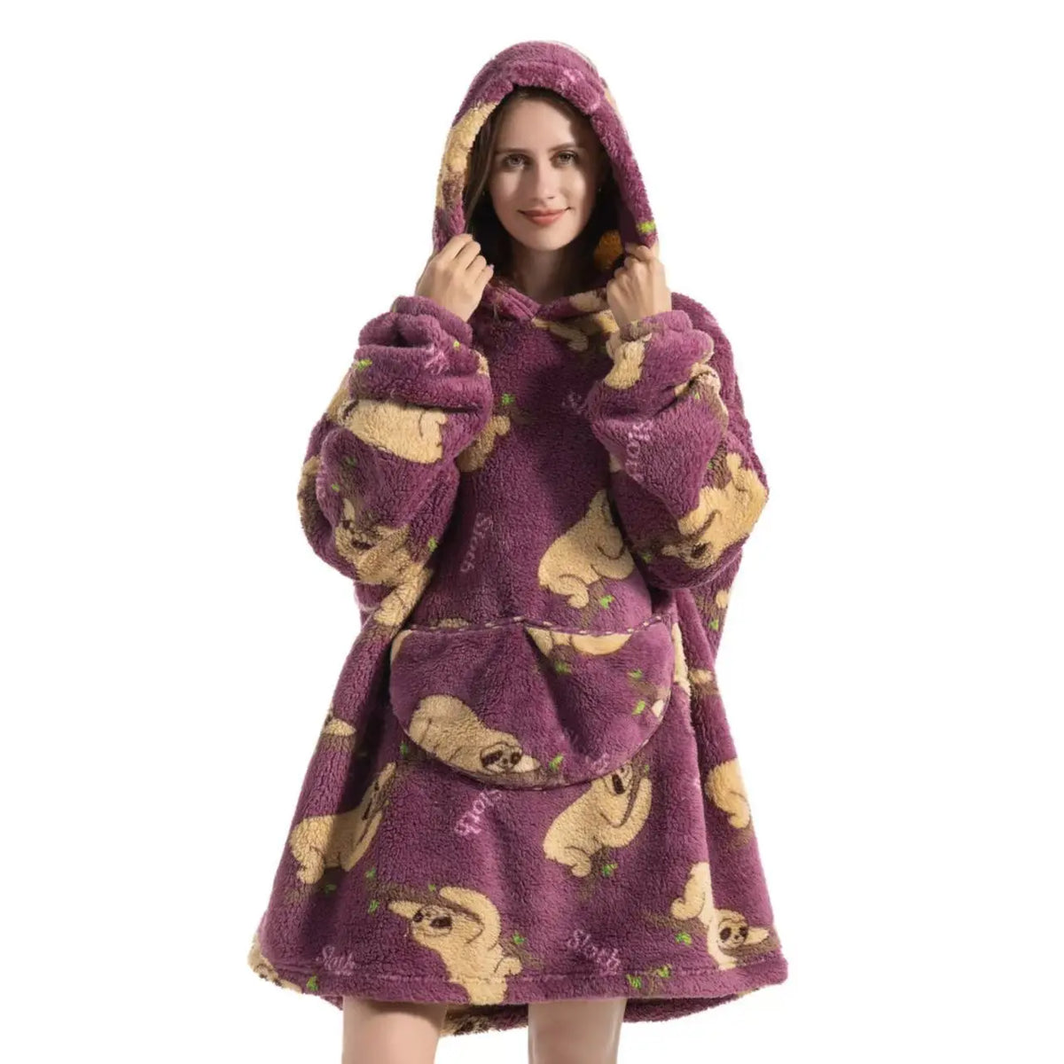 Wolkenweich – Sherpa-Hoodie-Decke mit Ärmeln