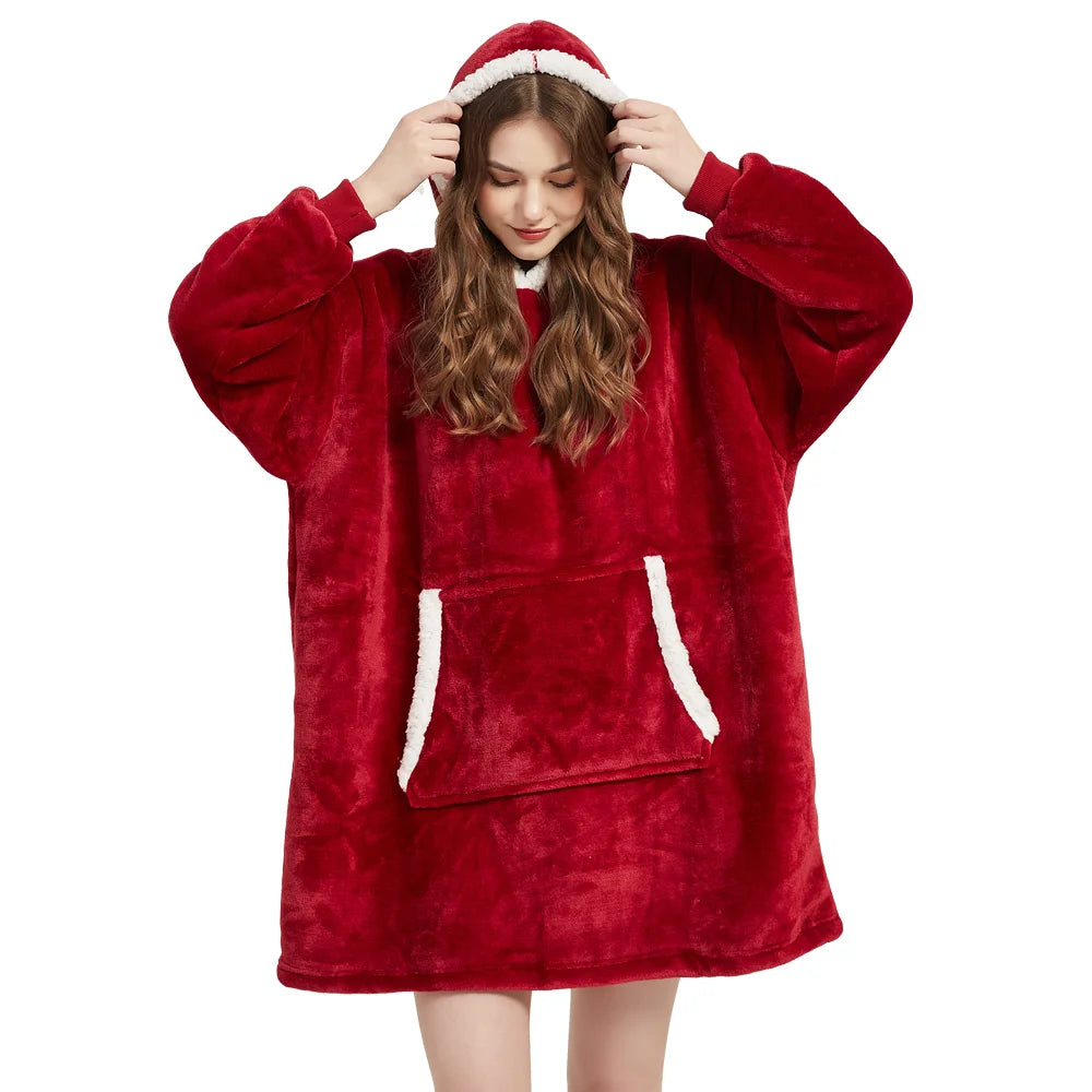 Sherpa-Schätzchen – Flauschige Hoodie-Decke mit Ärmeln