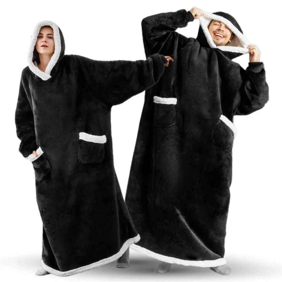 Winterwolke – Extralange Flanell-Hoodie-Decke