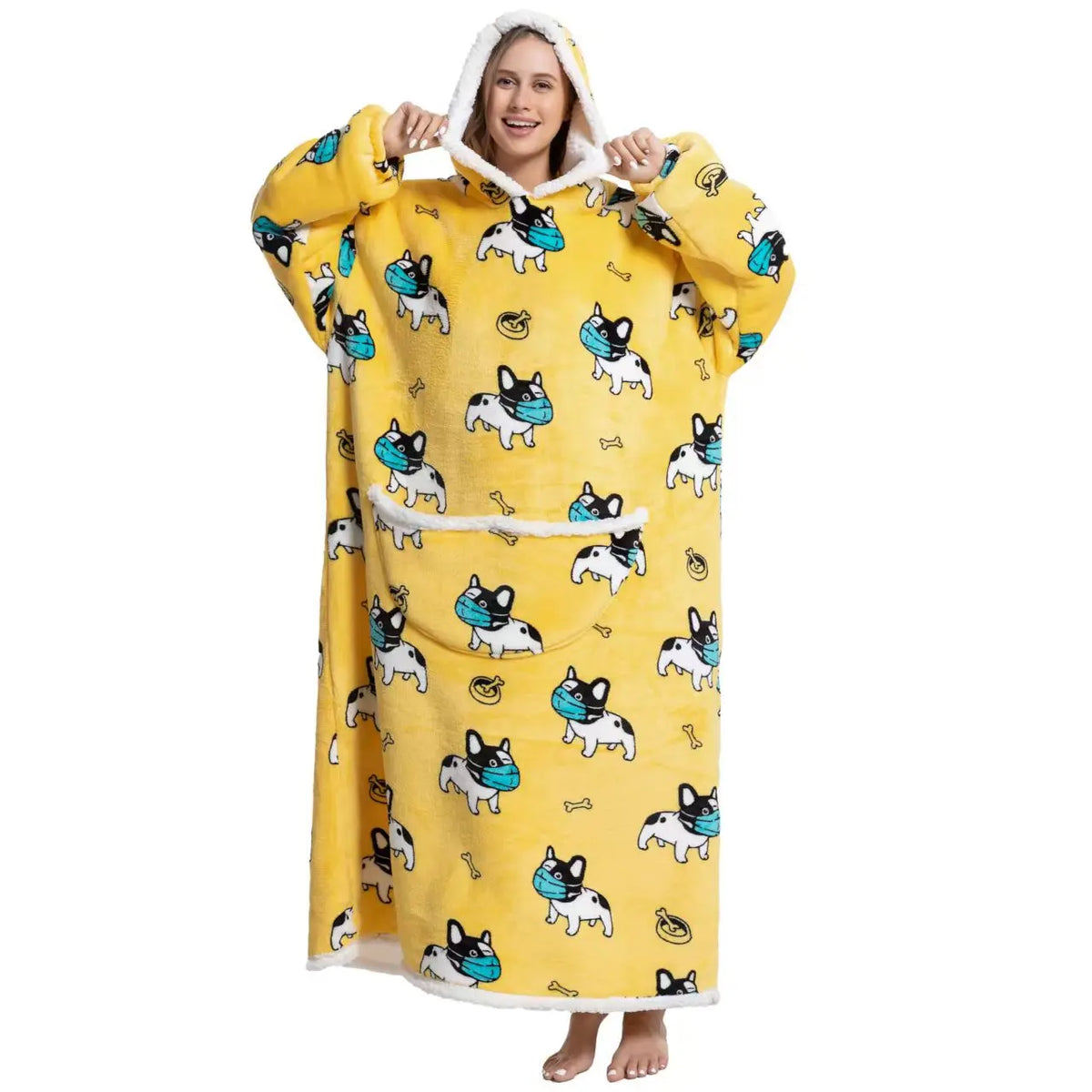 Wolkenweich – Sherpa-Hoodie-Decke mit Ärmeln