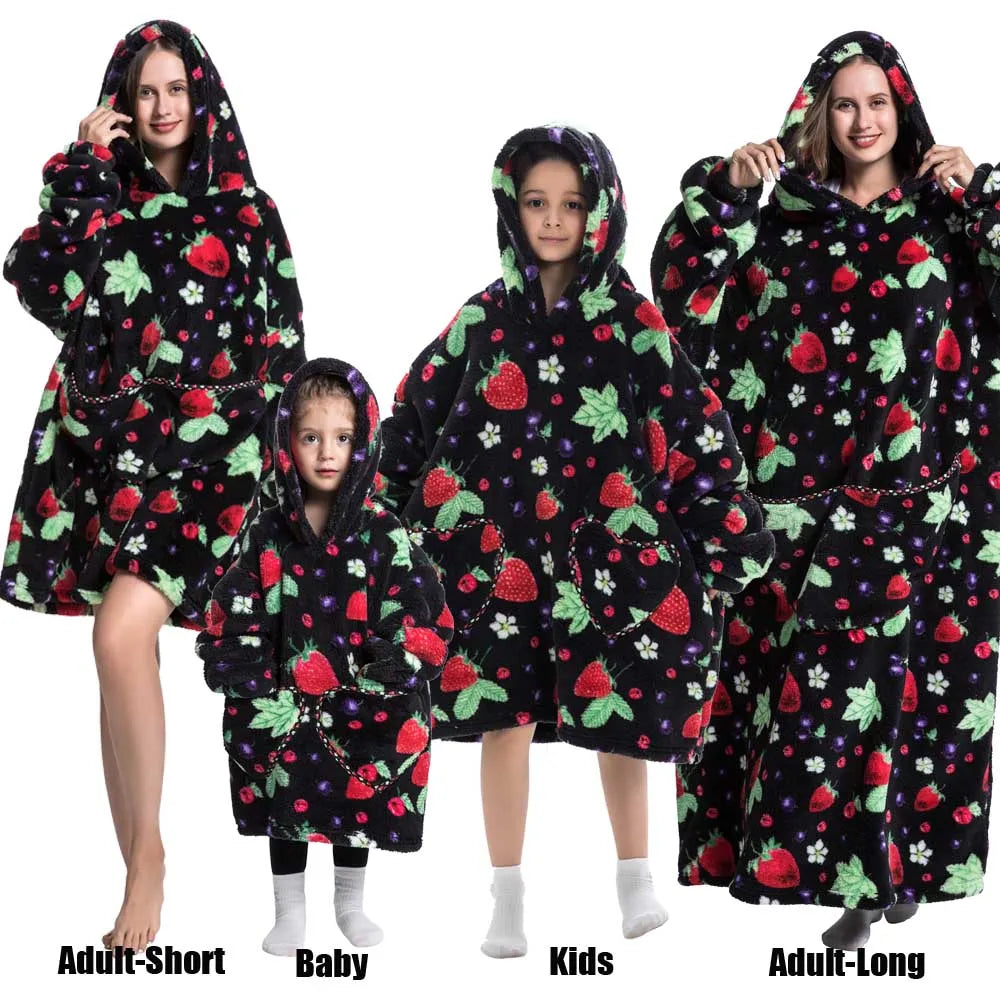 Familien-Flausch – XXL-Hoodie-Decke mit Ärmeln