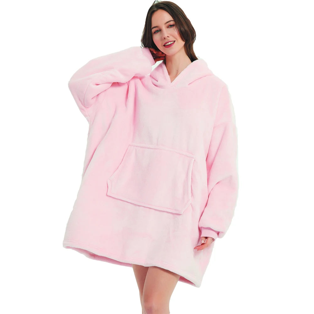 Sherpa-Schätzchen – Flauschige Hoodie-Decke mit Ärmeln