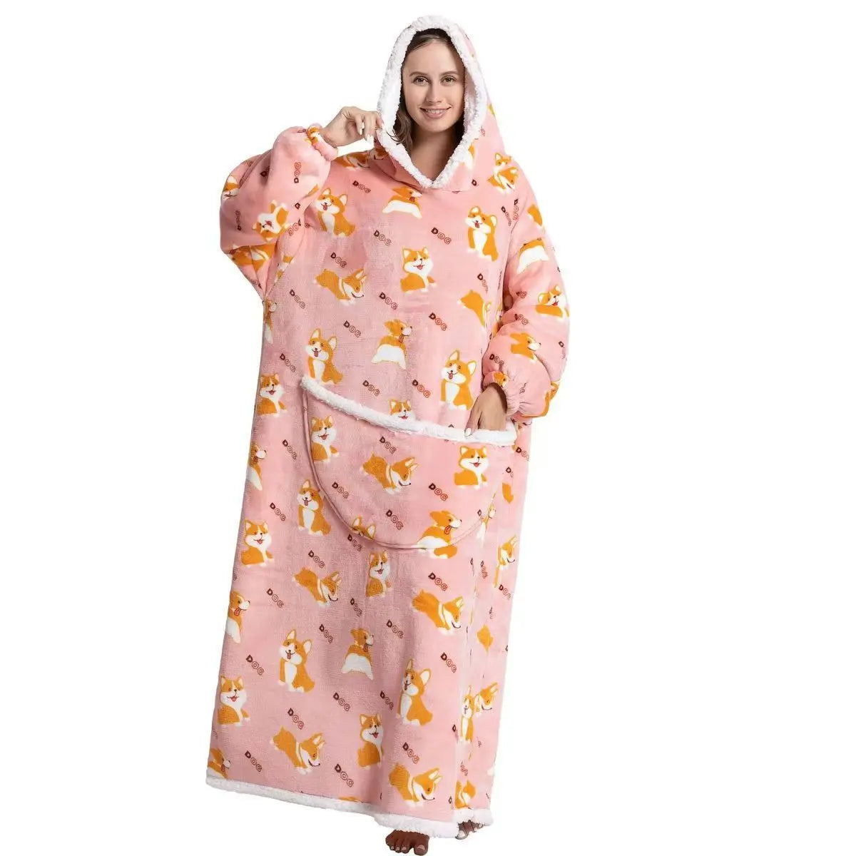Wolkenweich – Sherpa-Hoodie-Decke mit Ärmeln