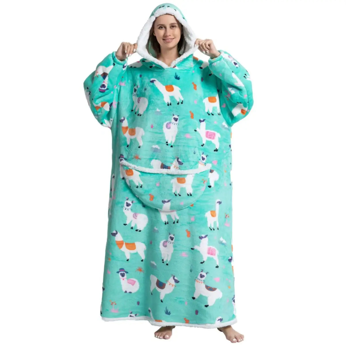 Wolkenweich – Sherpa-Hoodie-Decke mit Ärmeln