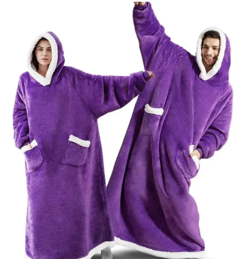 Winterwolke – Extralange Flanell-Hoodie-Decke
