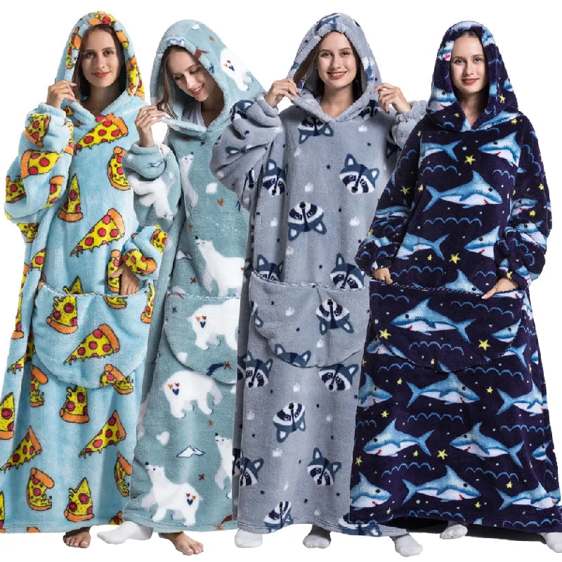 Wolkenweich – Sherpa-Hoodie-Decke mit Ärmeln