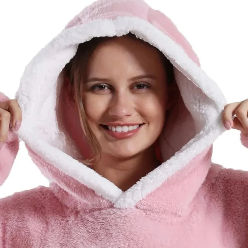 Kuschel-Kokon – Langer Hoodie mit Ärmeln