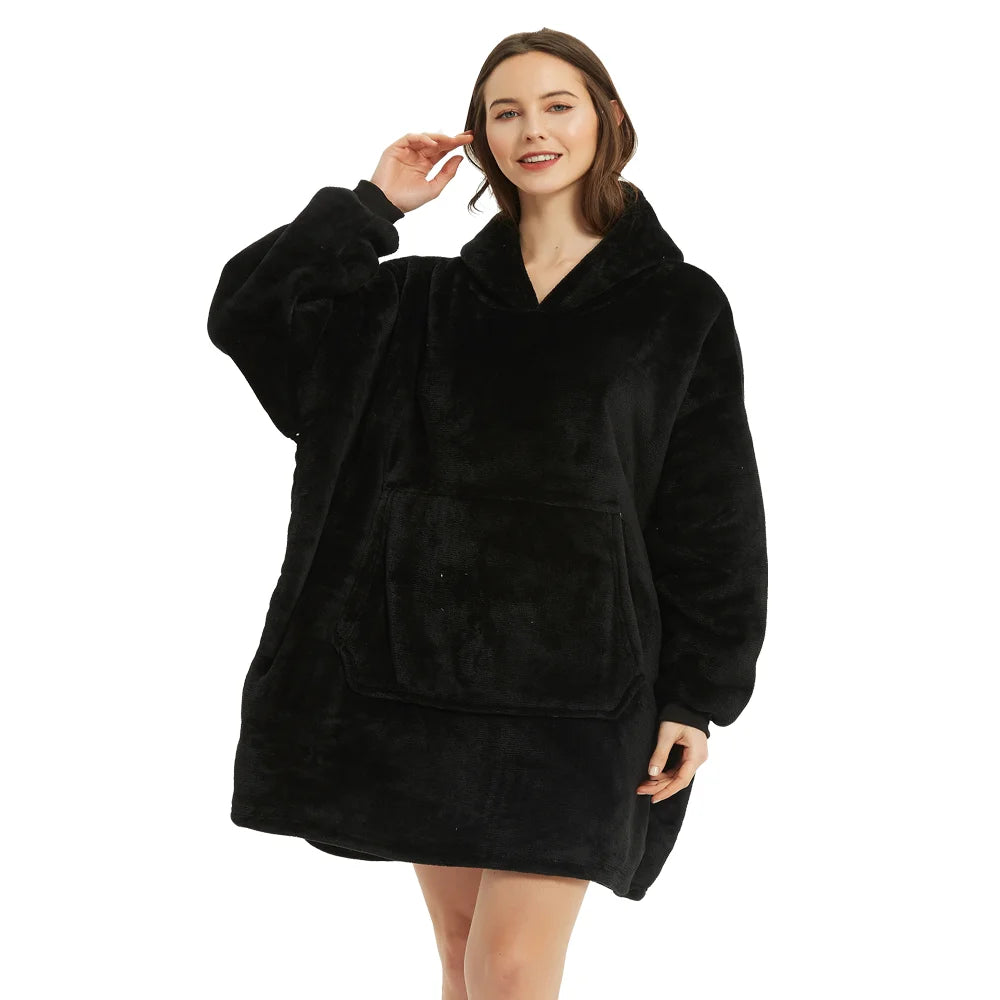 Sherpa-Schätzchen – Flauschige Hoodie-Decke mit Ärmeln