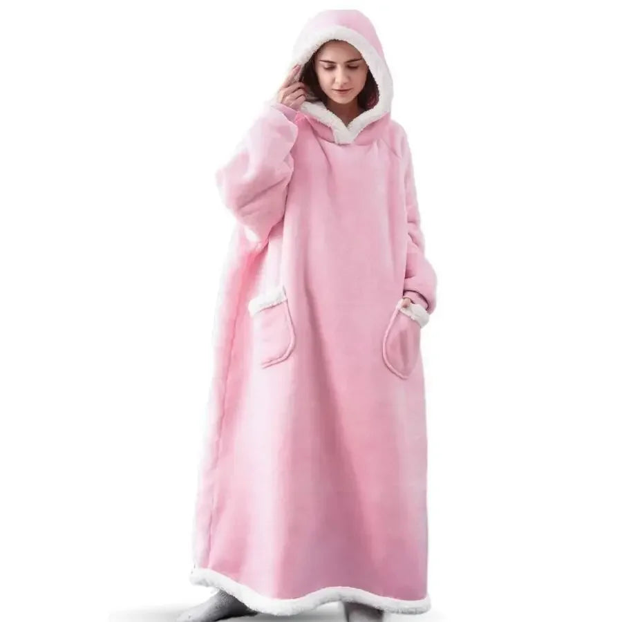 Winterwolke – Extralange Flanell-Hoodie-Decke