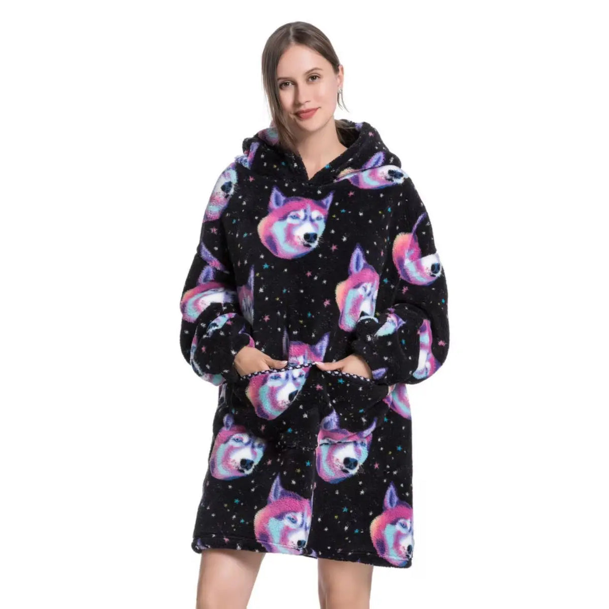 Wolkenweich – Sherpa-Hoodie-Decke mit Ärmeln
