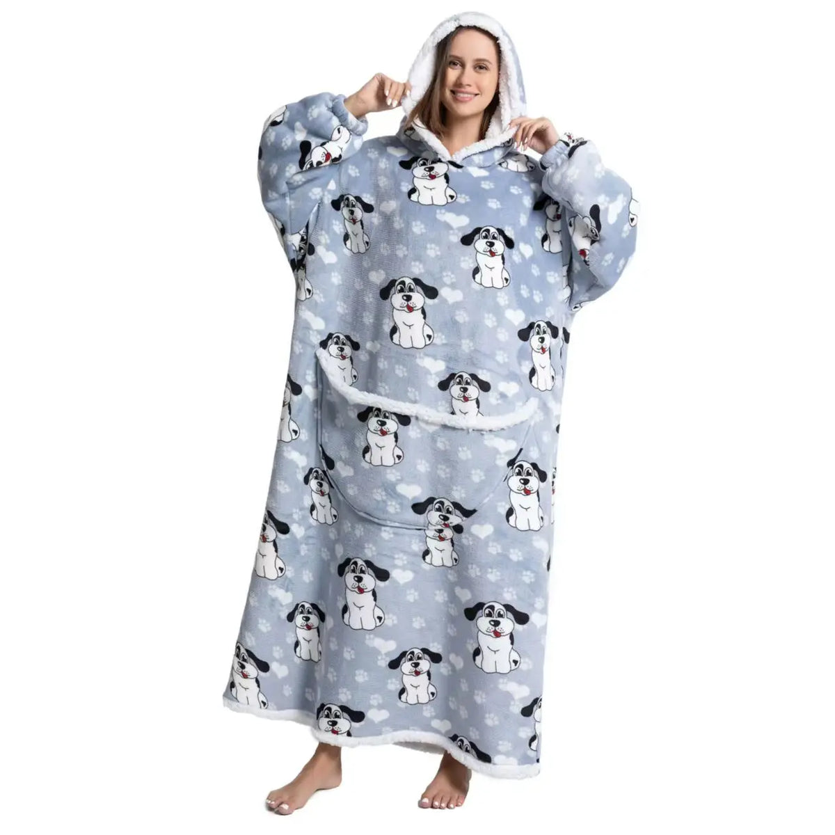 Wolkenweich – Sherpa-Hoodie-Decke mit Ärmeln